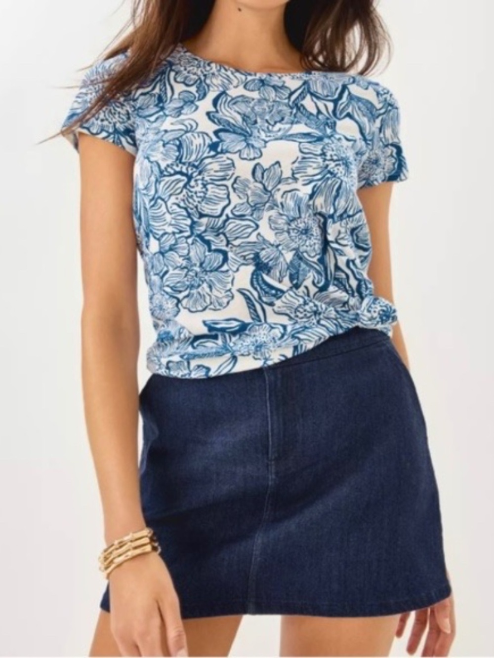 LILLY PULITZER COCONUT UNFORGETTABLE SCOOP- NECK ETTA TOP Size MEDIUM